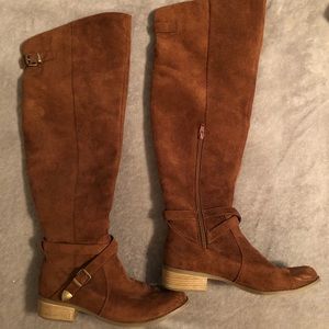Brown over-knee boots